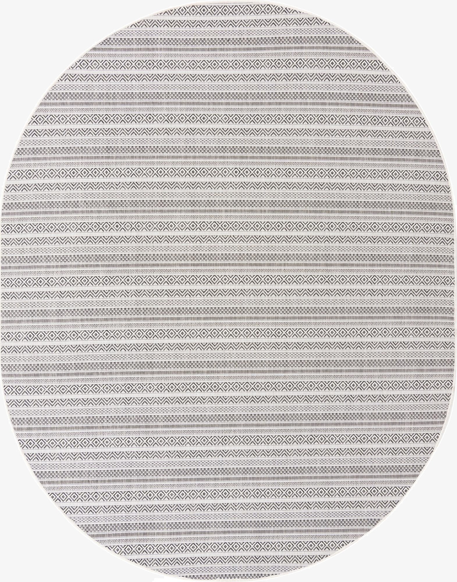  7' 10 x 10'  Washable Ribbon Indoor / Outdoor Oval Rug