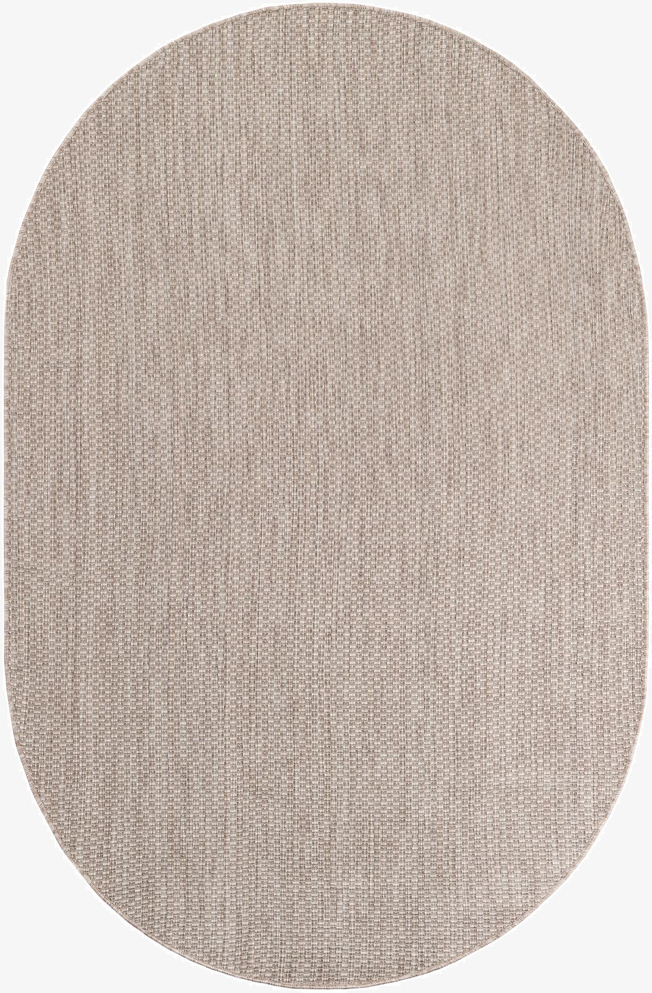  5' 3 x 8'  Washable Solid Indoor / Outdoor Oval Rug