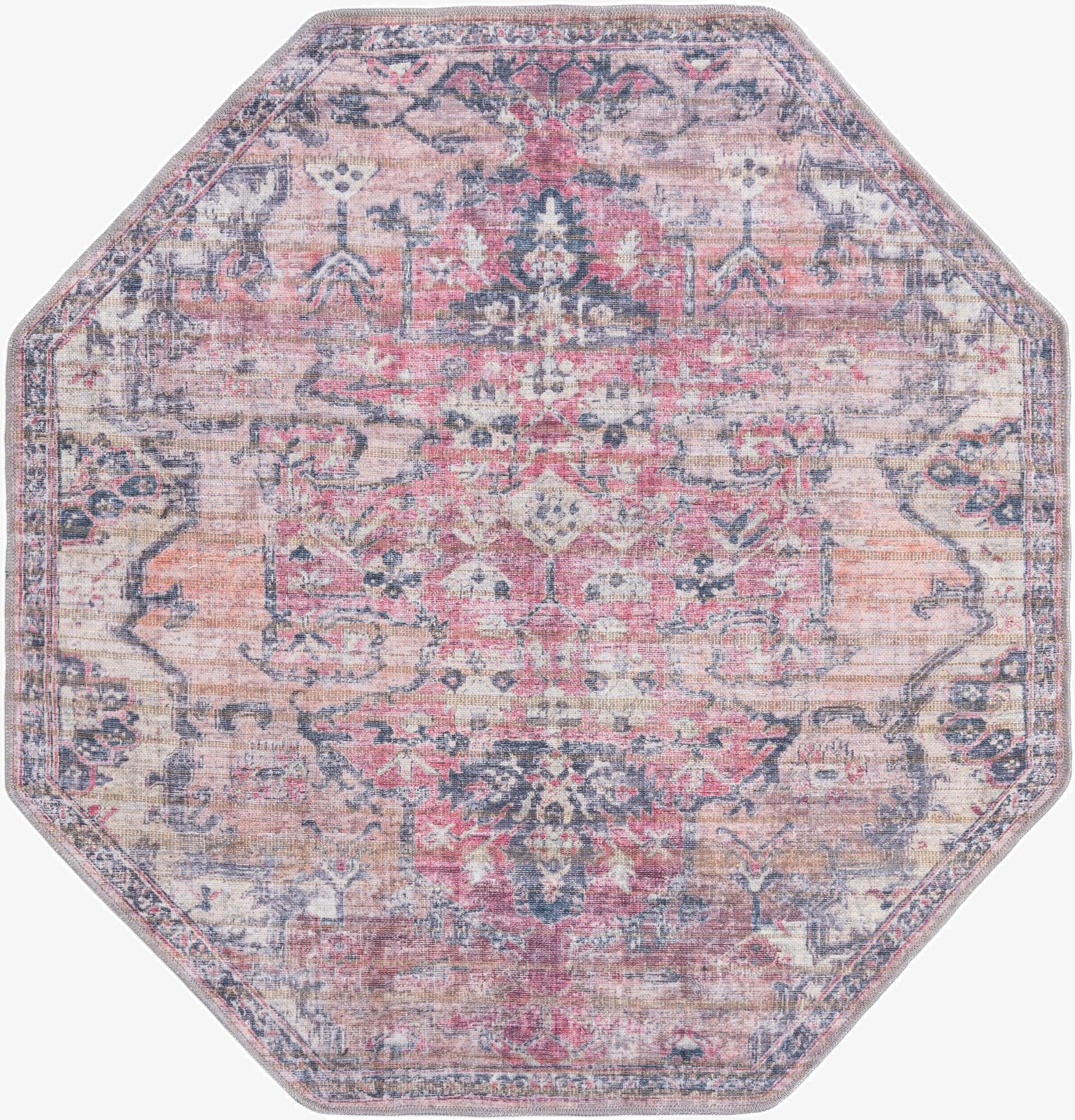  5' 3 x 5' 3  Washable Nostalgia Octagon Rug