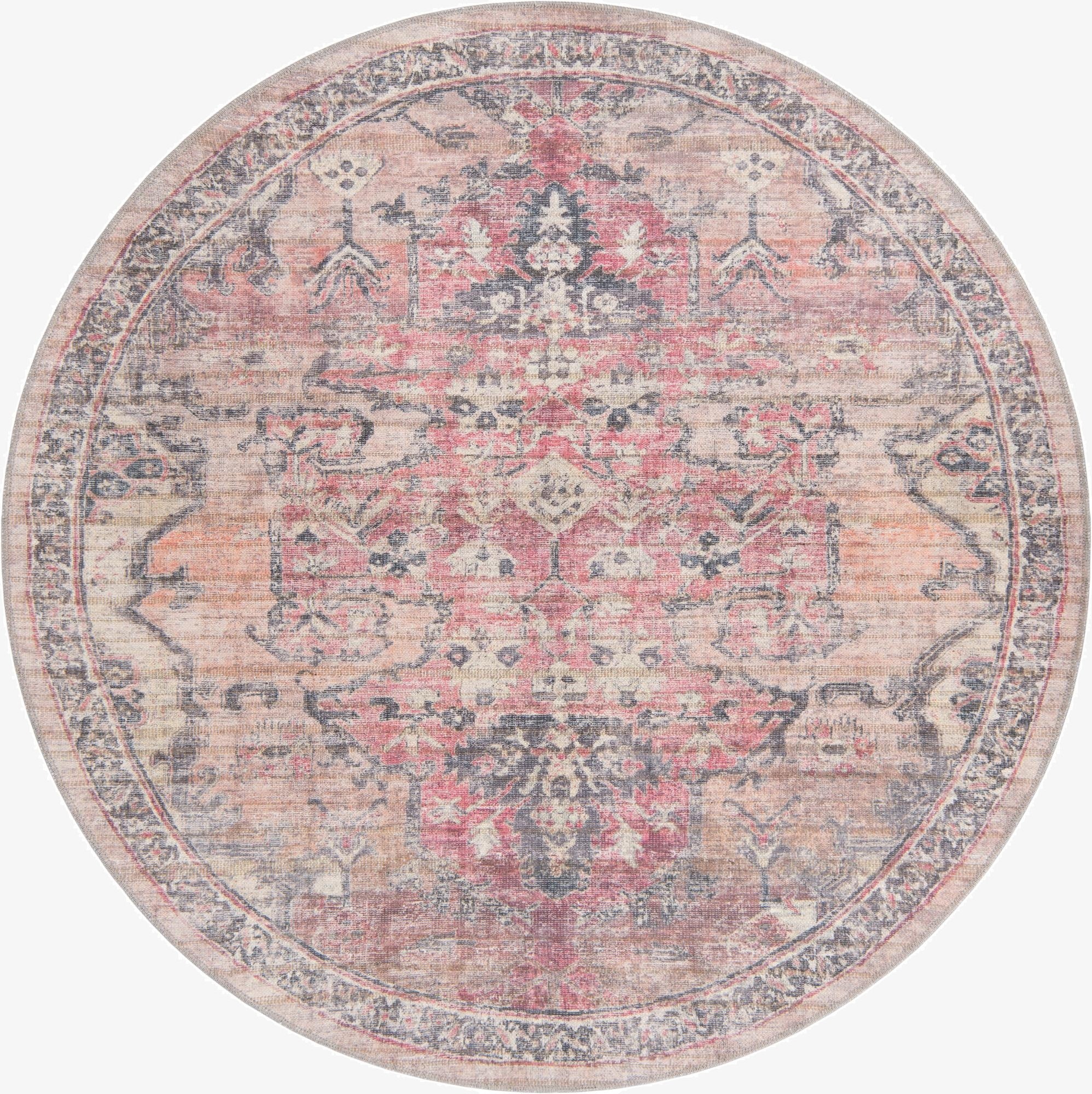  6' x 6'  Washable Nostalgia Round Rug
