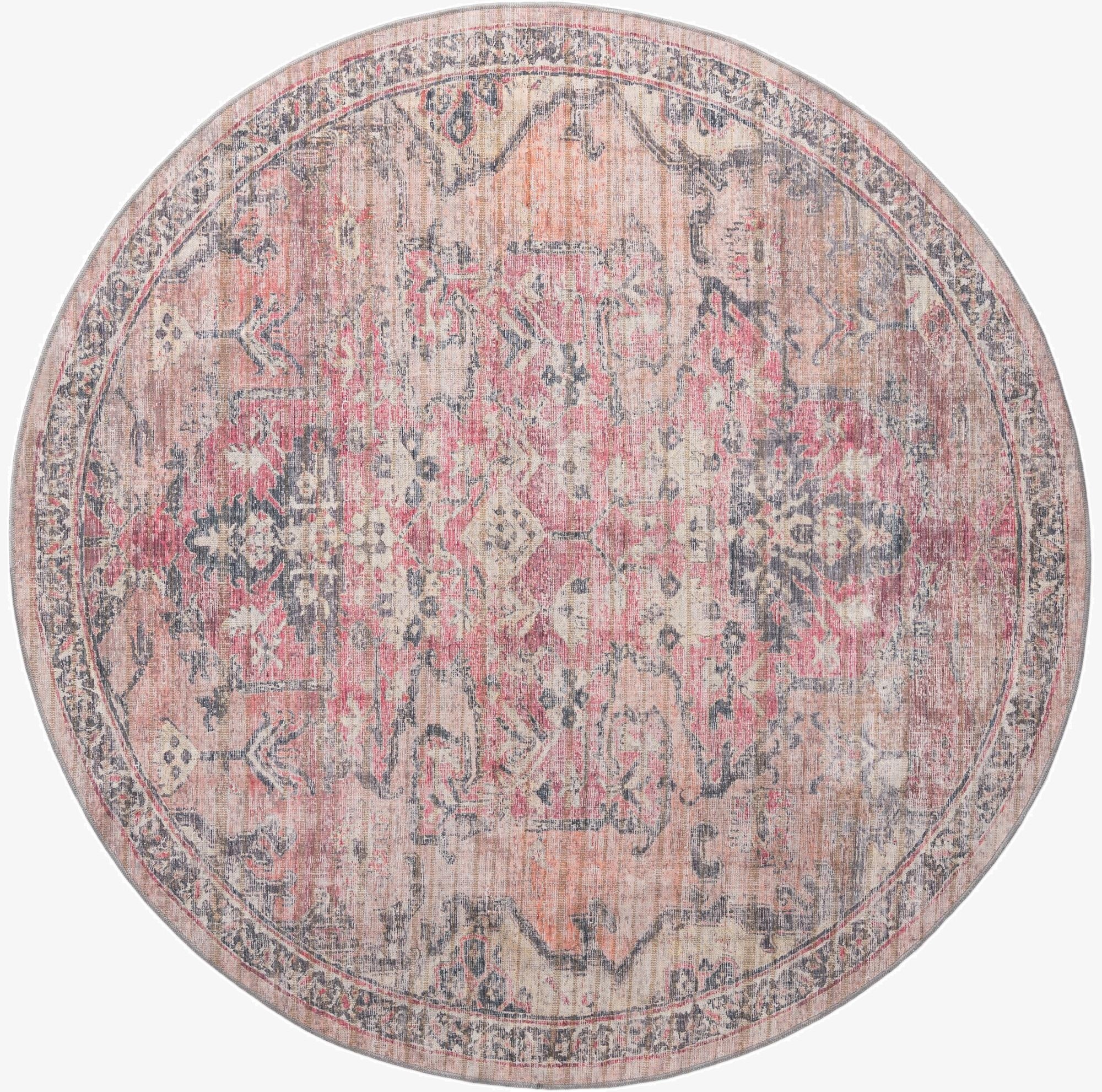  7' 10 x 7' 10  Washable Nostalgia Round Rug