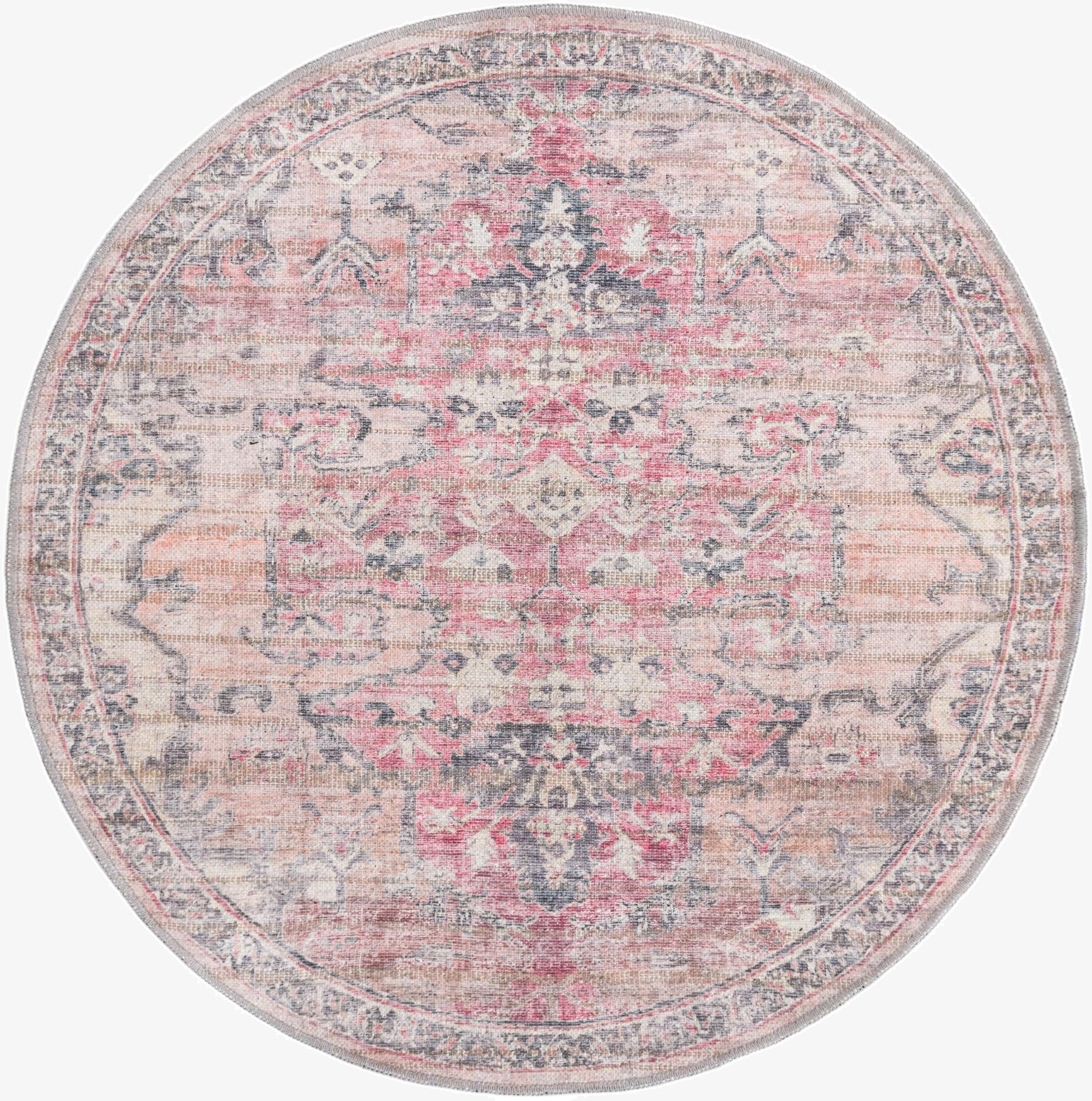 4' x 4'  Washable Nostalgia Round Rug