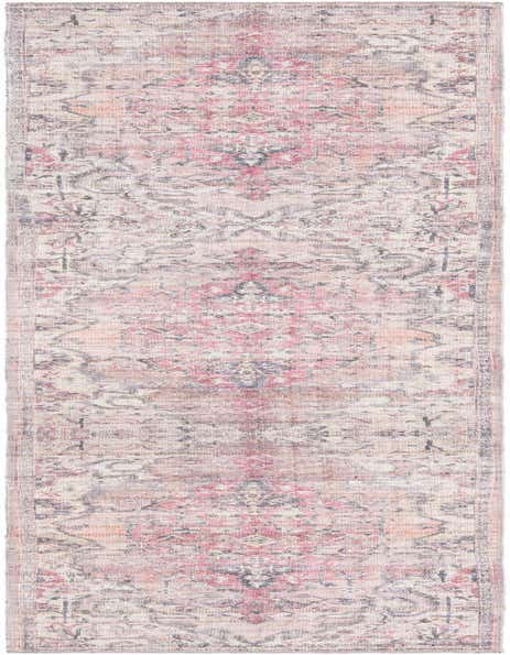 A 12 ft beige and pink runner rug with a distressed traditional tribal pattern, suitable for a hallway.