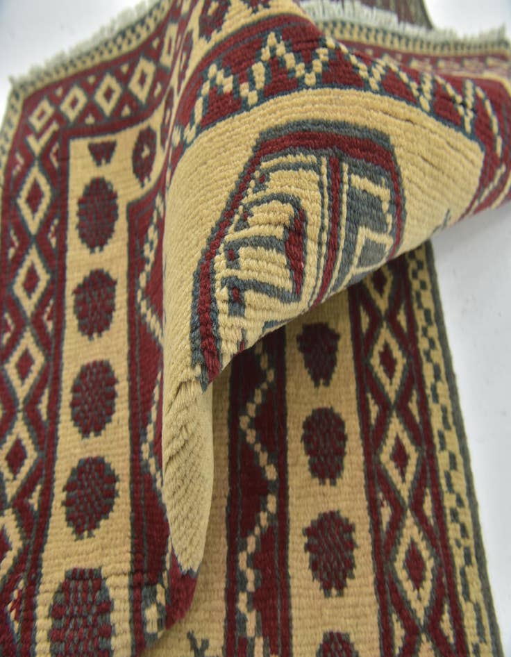 Detail image of  3' 2 x 5'  Hand Knotted Afghan Akhche Wool Rug