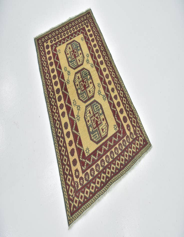 Detail image of  3' 2 x 5'  Hand Knotted Afghan Akhche Wool Rug