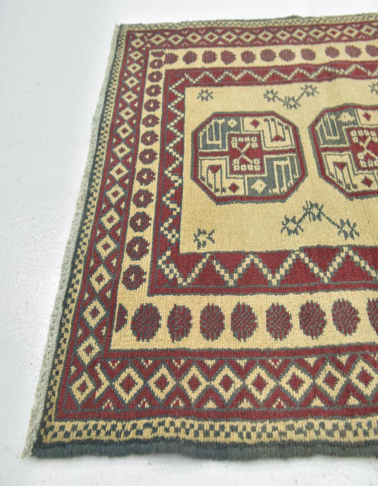 Detail image of  3' 2 x 5'  Hand Knotted Afghan Akhche Wool Rug