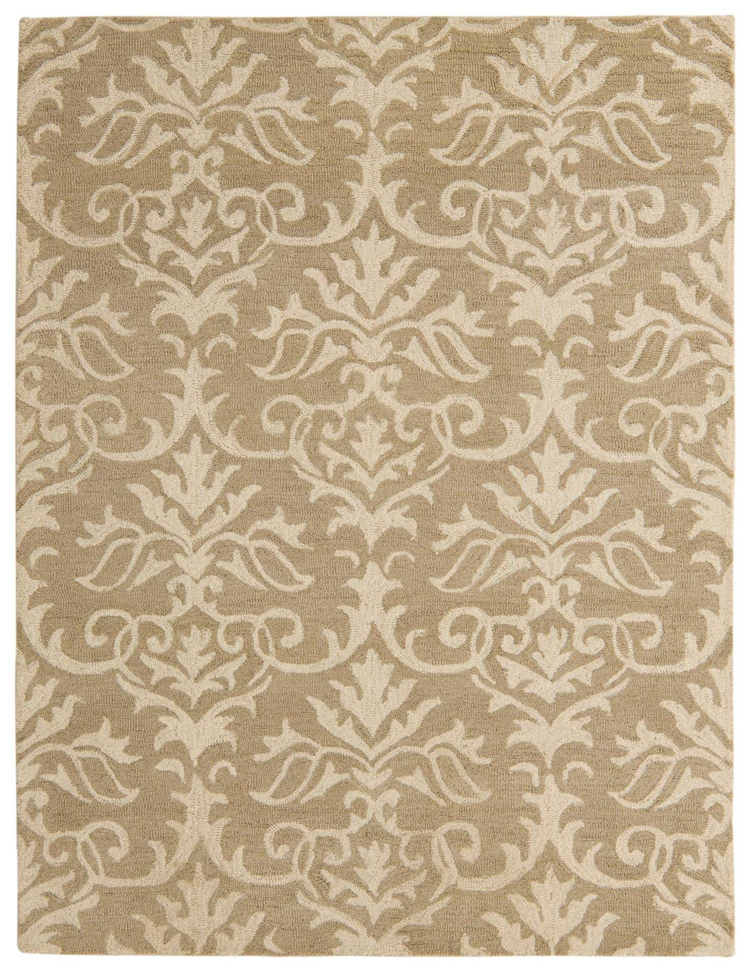 A rectangular 5x8 Agra collection rug by Rugs.com, featuring a traditional damask pattern in shades of brown and ivory.