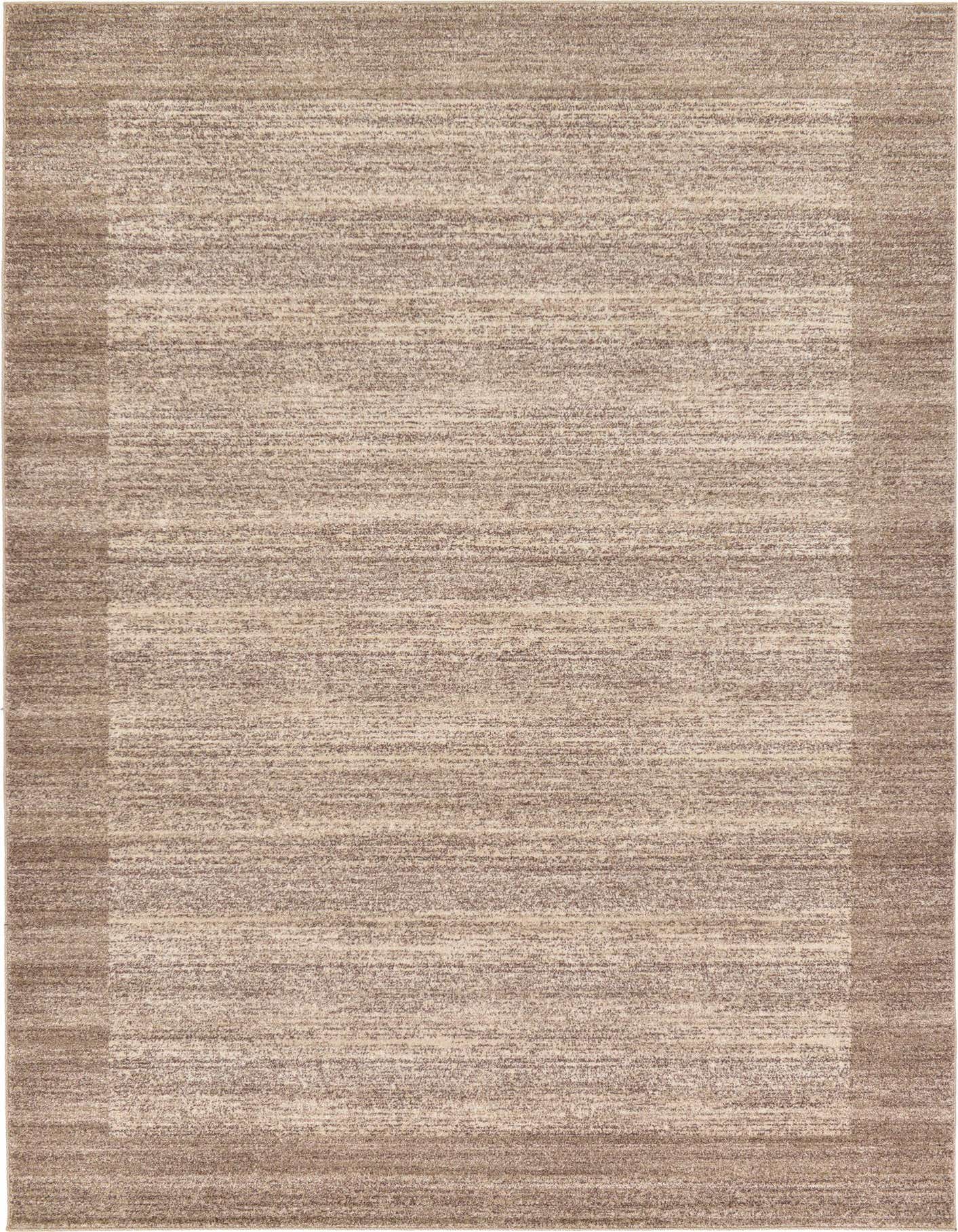 A rectangular 8x11 Angelica rug by Rugs.com with a contemporary solid pattern in varying shades of brown and tan.