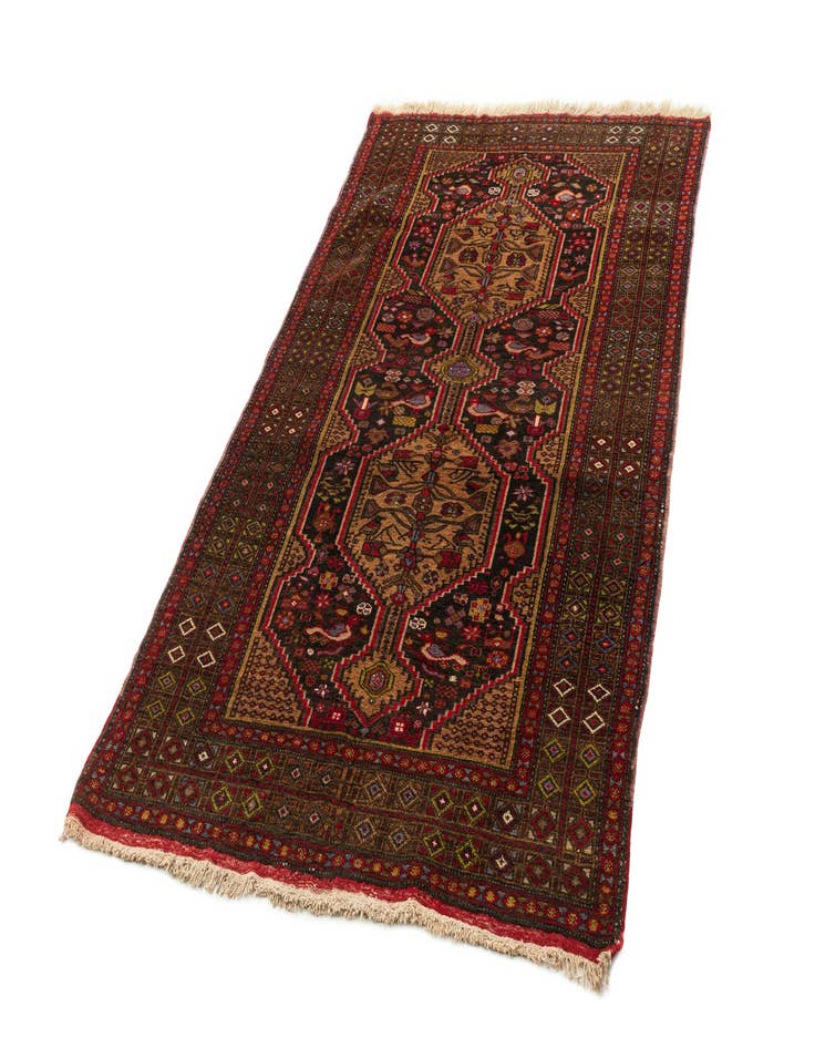 Detail image of  4' 3 x 7' 3  Hand Knotted Balouch Oriental Wool Rug