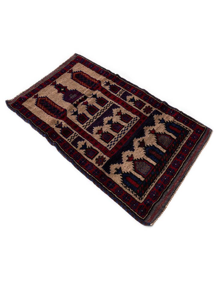 Detail image of  2' 9 x 4' 10  Hand Knotted Balouch Persian Wool Rug