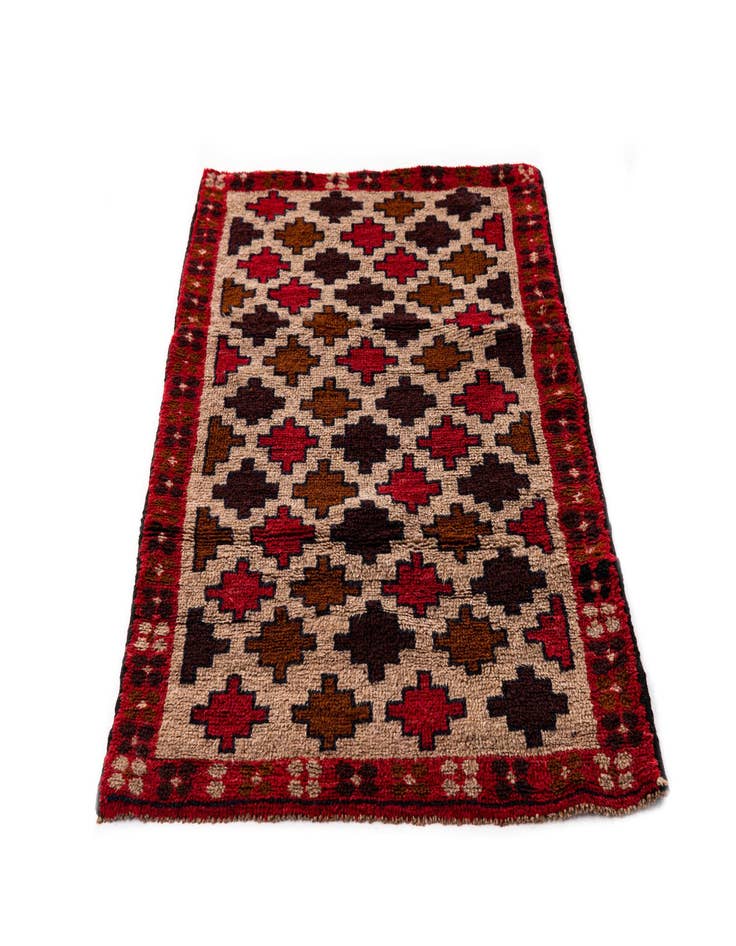 Detail image of  2' 10 x 4' 7  Hand Knotted Balouch Persian Wool Rug