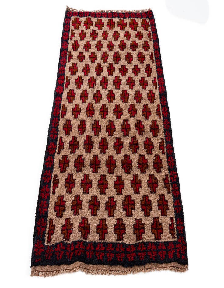 Detail image of  2' 10 x 4' 10  Hand Knotted Balouch Persian Wool Rug