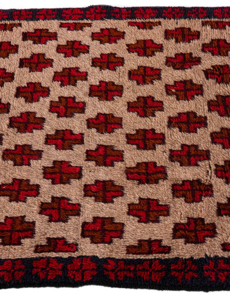 Detail image of  2' 10 x 4' 10  Hand Knotted Balouch Persian Wool Rug