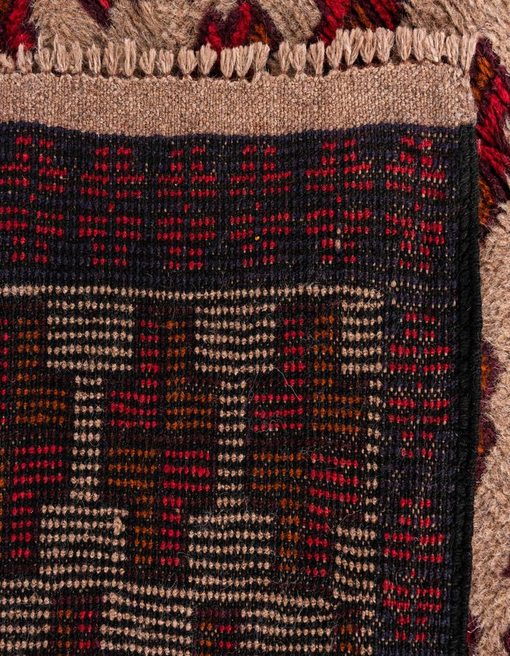 Detail image of  2' 10 x 4' 10  Hand Knotted Balouch Persian Wool Rug