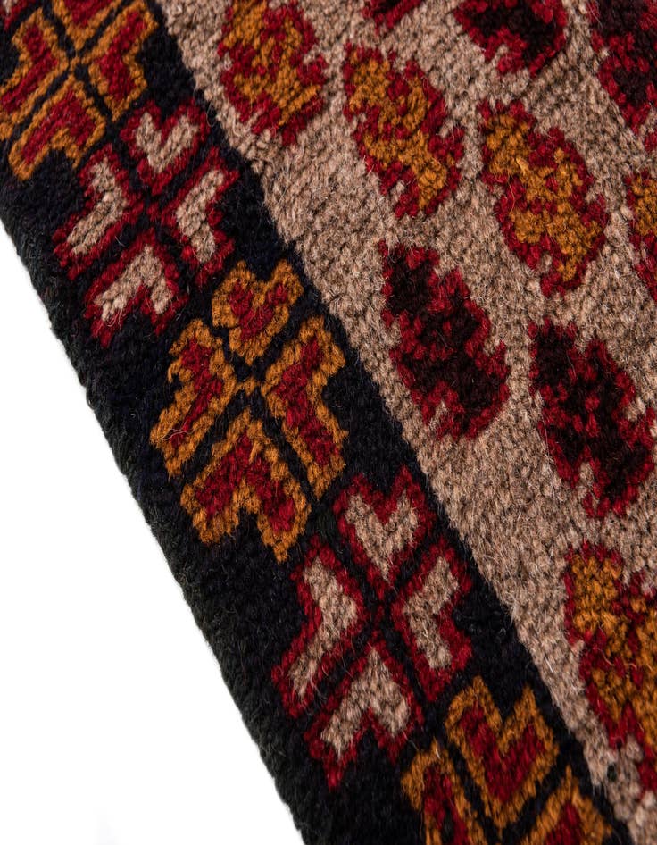 Detail image of  2' 10 x 4' 8  Hand Knotted Balouch Persian Wool Rug