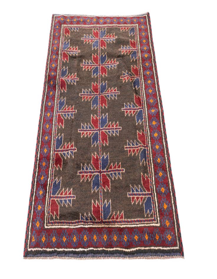 Detail image of  2' 10 x 4' 6  Hand Knotted Balouch Persian Wool Rug