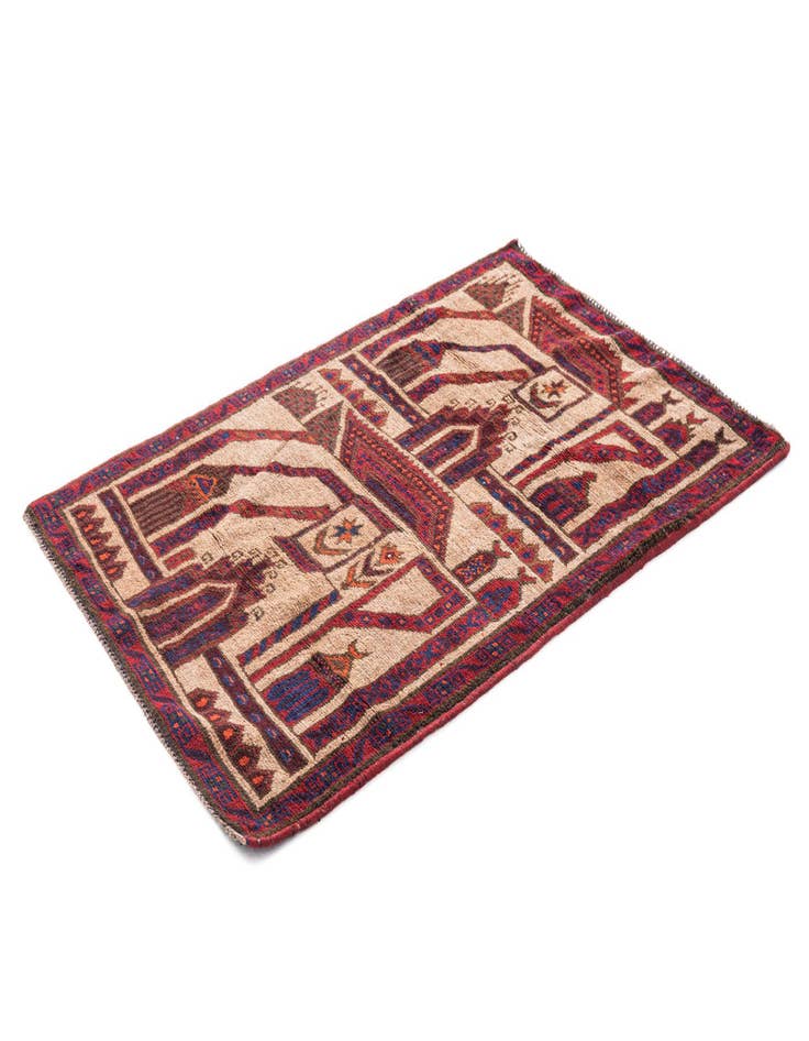 Detail image of  2' 10 x 4' 5  Hand Knotted Balouch Persian Wool Rug