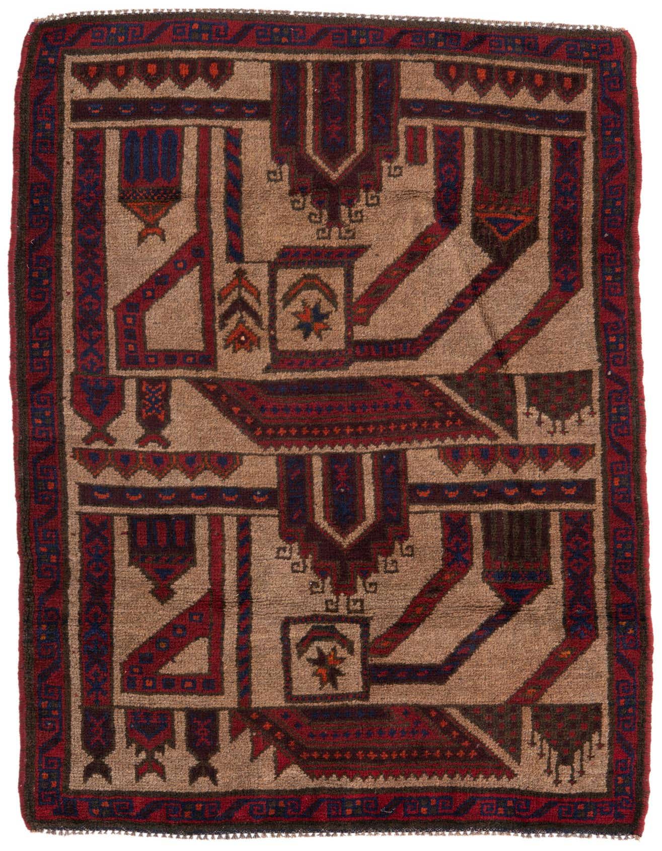 Primary image  2' 10 x 4' 5  Hand Knotted Balouch Persian Wool Rug