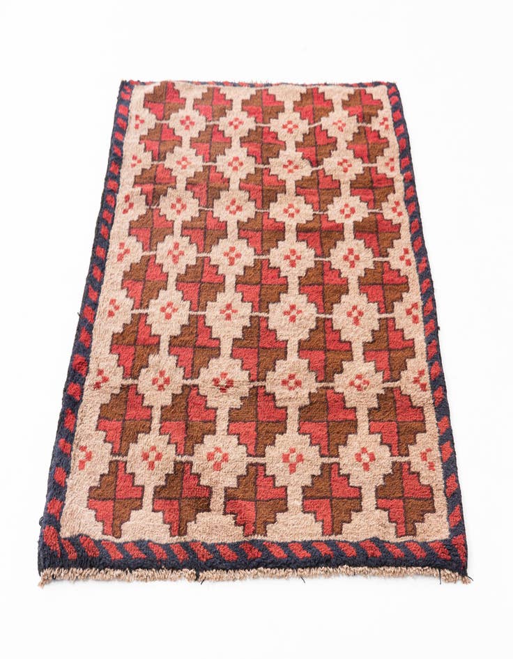 Detail image of  2' 10 x 4' 6  Hand Knotted Balouch Persian Wool Rug