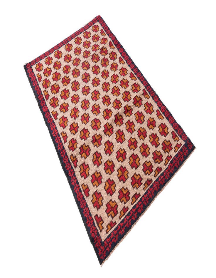 Detail image of  2' 10 x 4' 8  Hand Knotted Balouch Persian Wool Rug