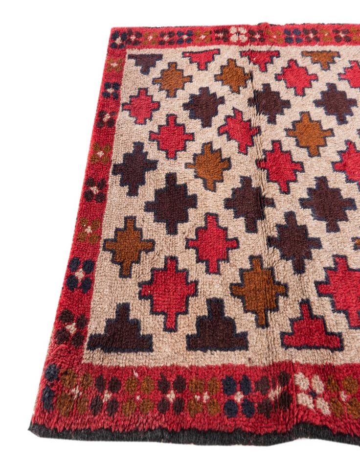 Detail image of  2' 10 x 4' 7  Hand Knotted Balouch Persian Wool Rug