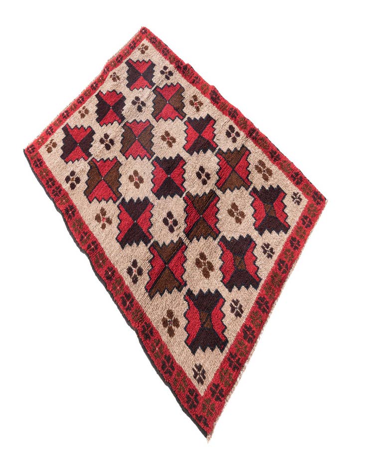 Detail image of  3' 1 x 4' 7  Hand Knotted Balouch Persian Wool Rug