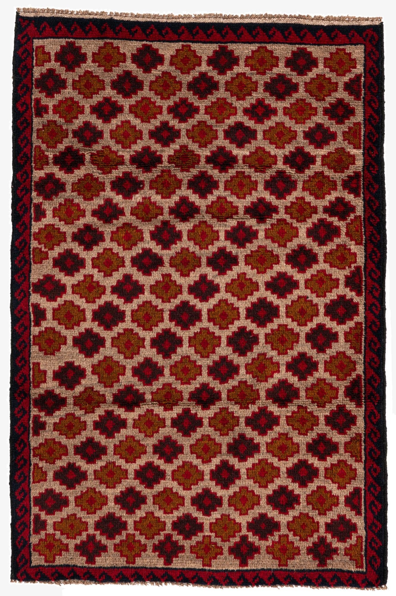  3' x 4' 6  Hand Knotted Balouch Persian Wool Rug