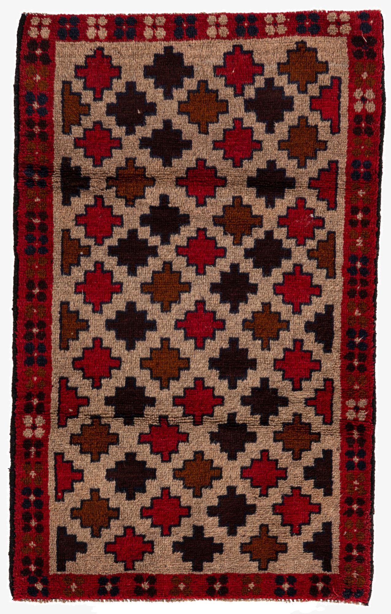  2' 10 x 4' 7  Hand Knotted Balouch Persian Wool Rug