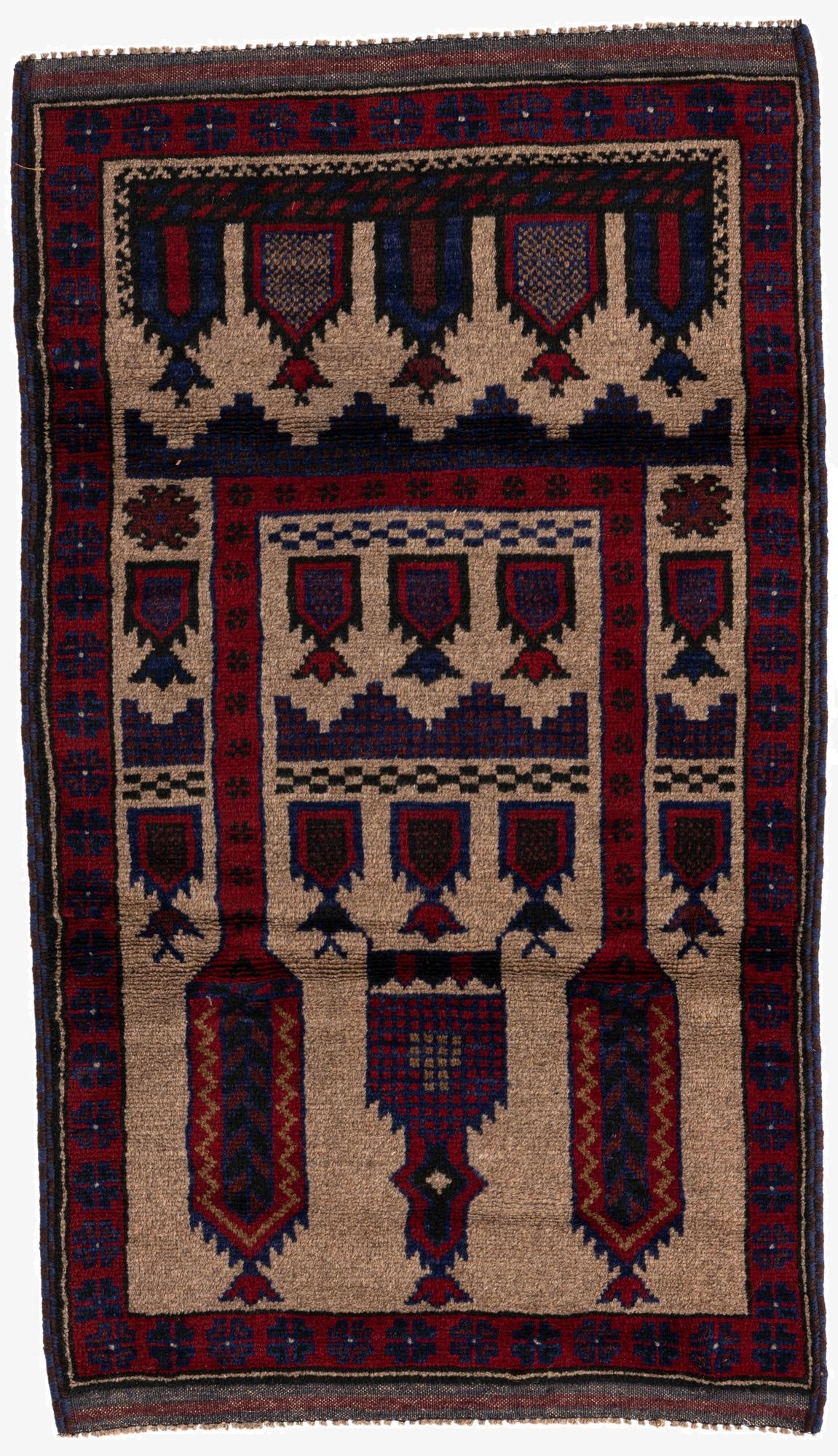  2' 9 x 4' 10  Hand Knotted Balouch Persian Wool Rug