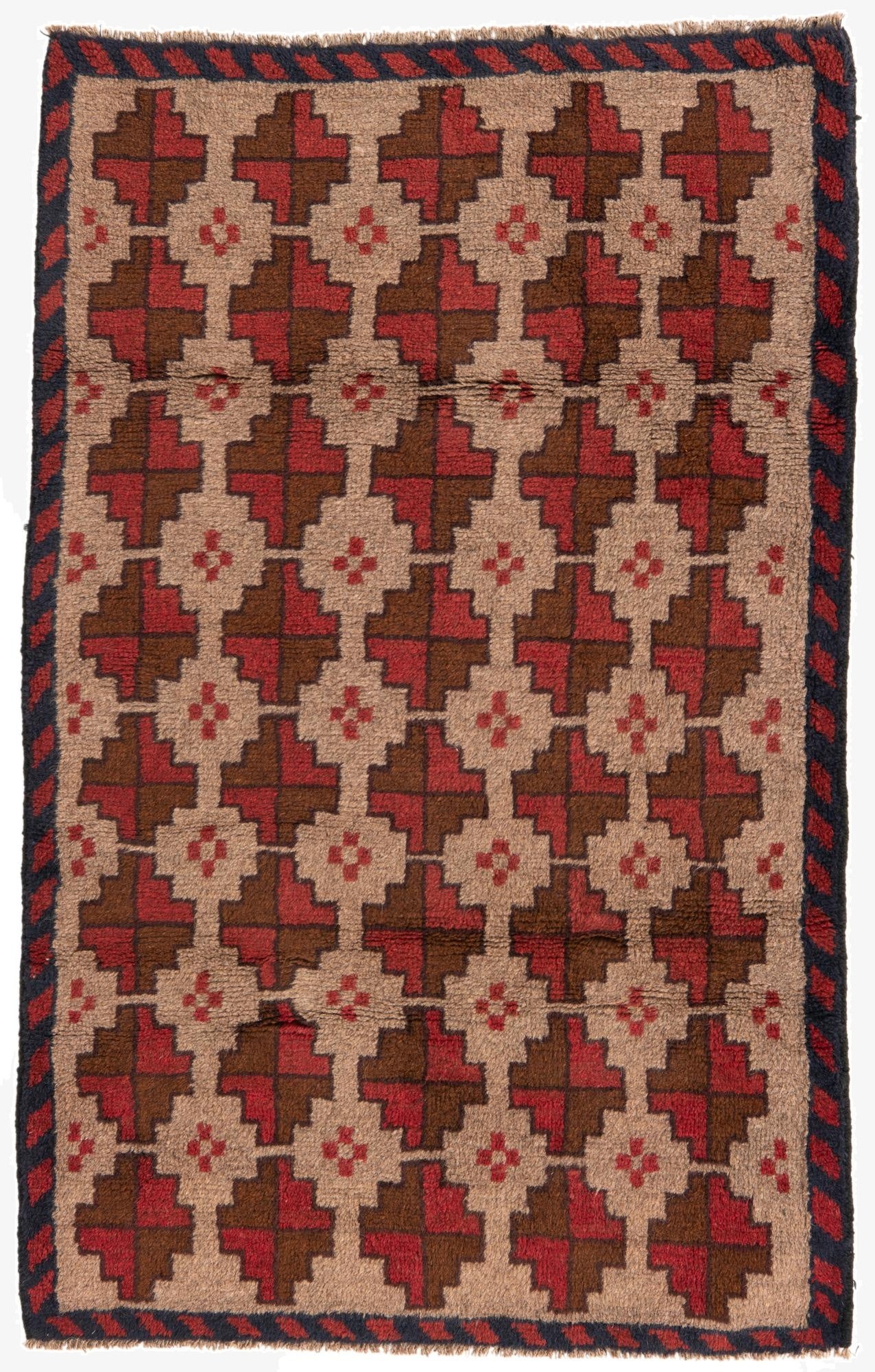  2' 10 x 4' 6  Hand Knotted Balouch Persian Wool Rug