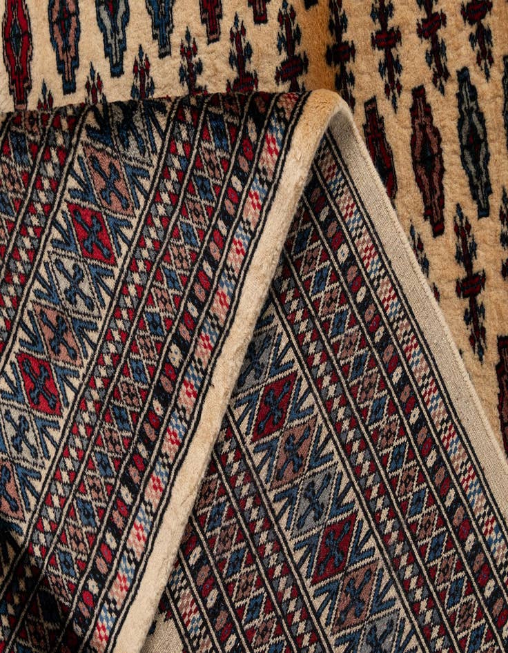 Detail image of  4' 1 x 6'  Hand Knotted Bokhara Oriental Wool Rug