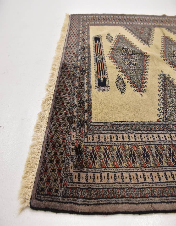 Detail image of  4' 3 x 6'  Hand Knotted Bokhara Oriental Wool Rug