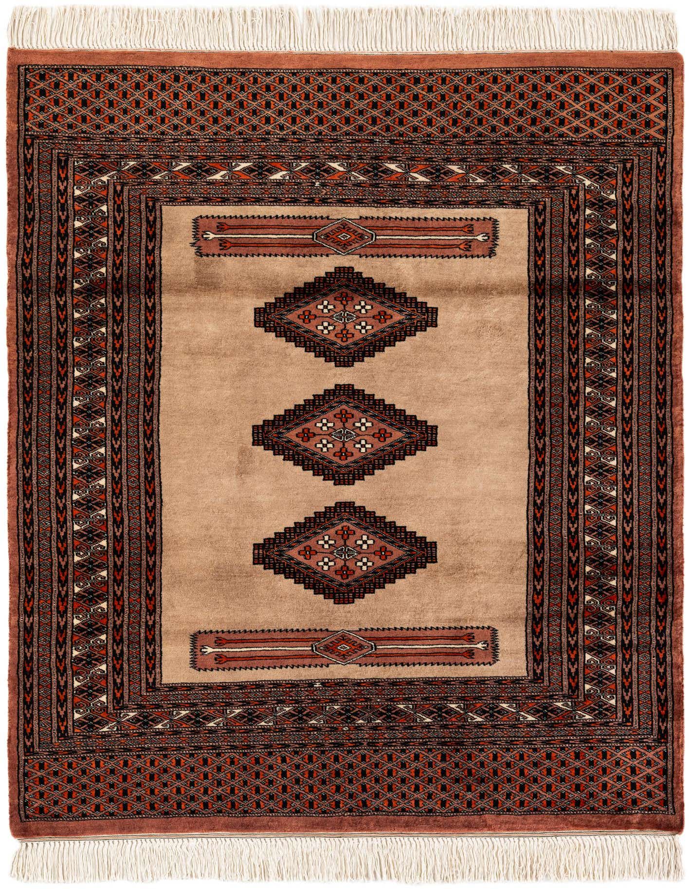 Primary image  4' 6 x 5' 8  Hand Knotted Bokhara Wool Rug