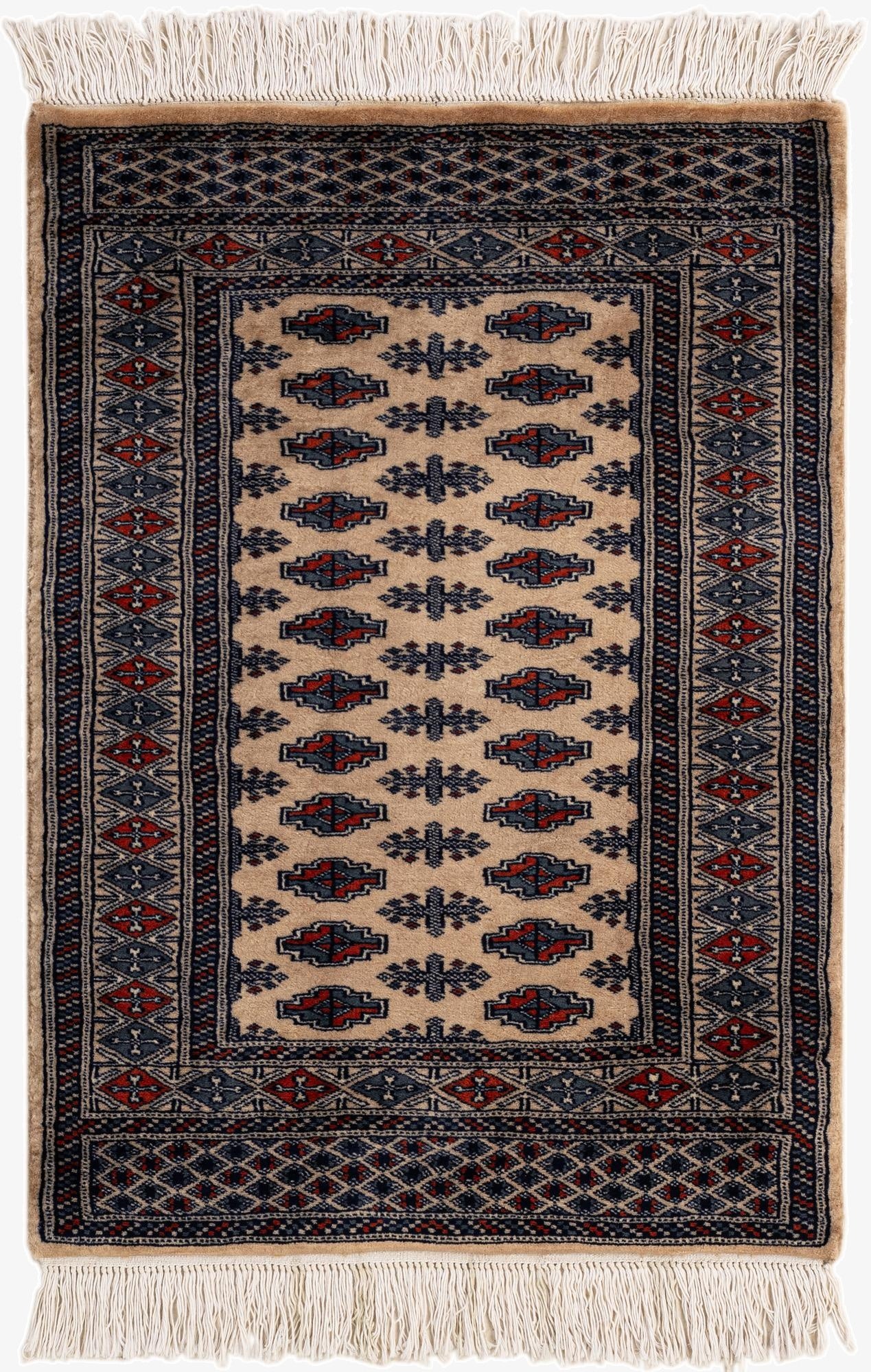  2' 1 x 3' 2  Hand Knotted Bokhara Oriental Wool Rug