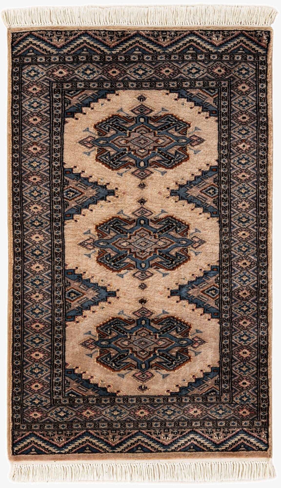  2' 6 x 4' 1  Hand Knotted Bokhara Oriental Rug
