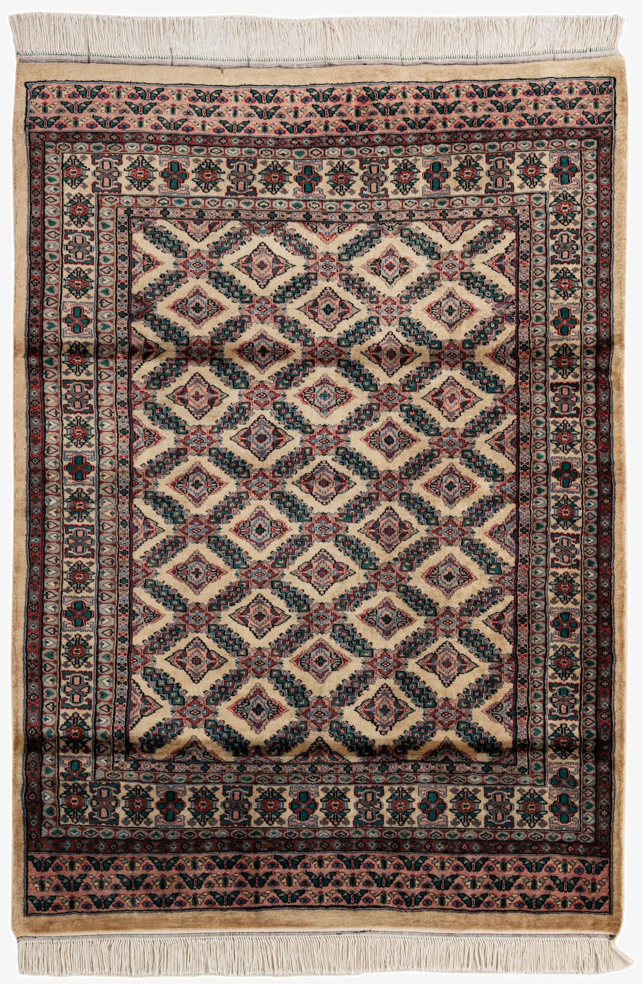  4' 2 x 5' 11  Hand Knotted Bokhara Oriental Wool Rug