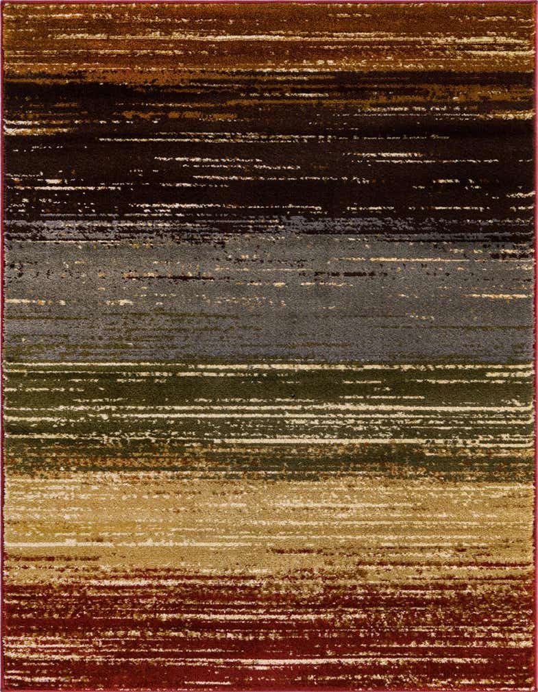 A 2x3 rectangular Cafe Collection rug featuring horizontal stripes in varying shades of brown, tan, ivory, and cream.