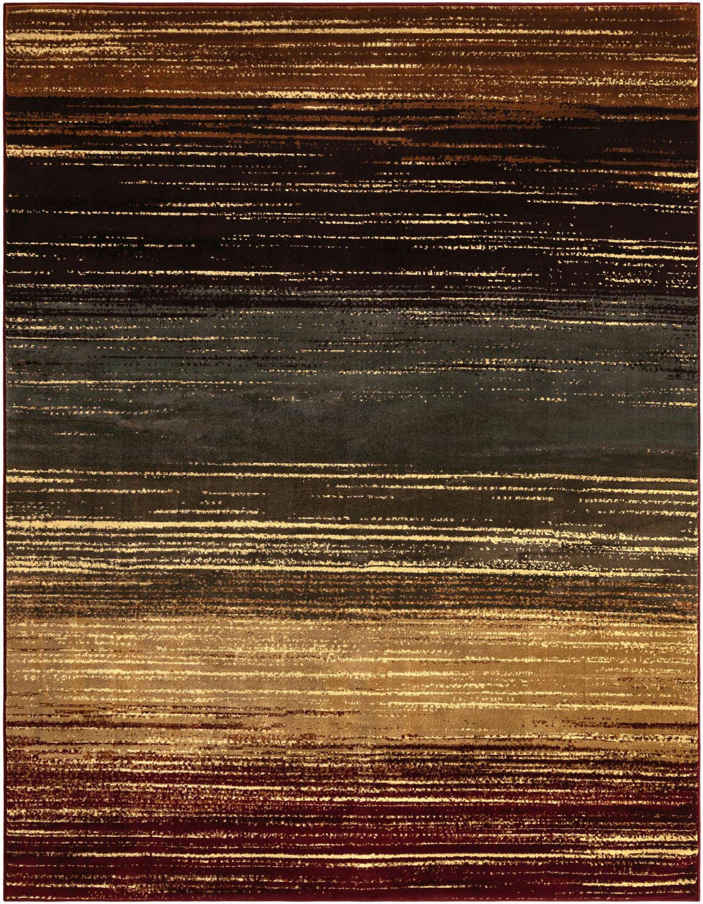 A 4x6 rectangular Cafe collection rug featuring horizontal stripes in varying shades of brown, tan, cream, and dark red.