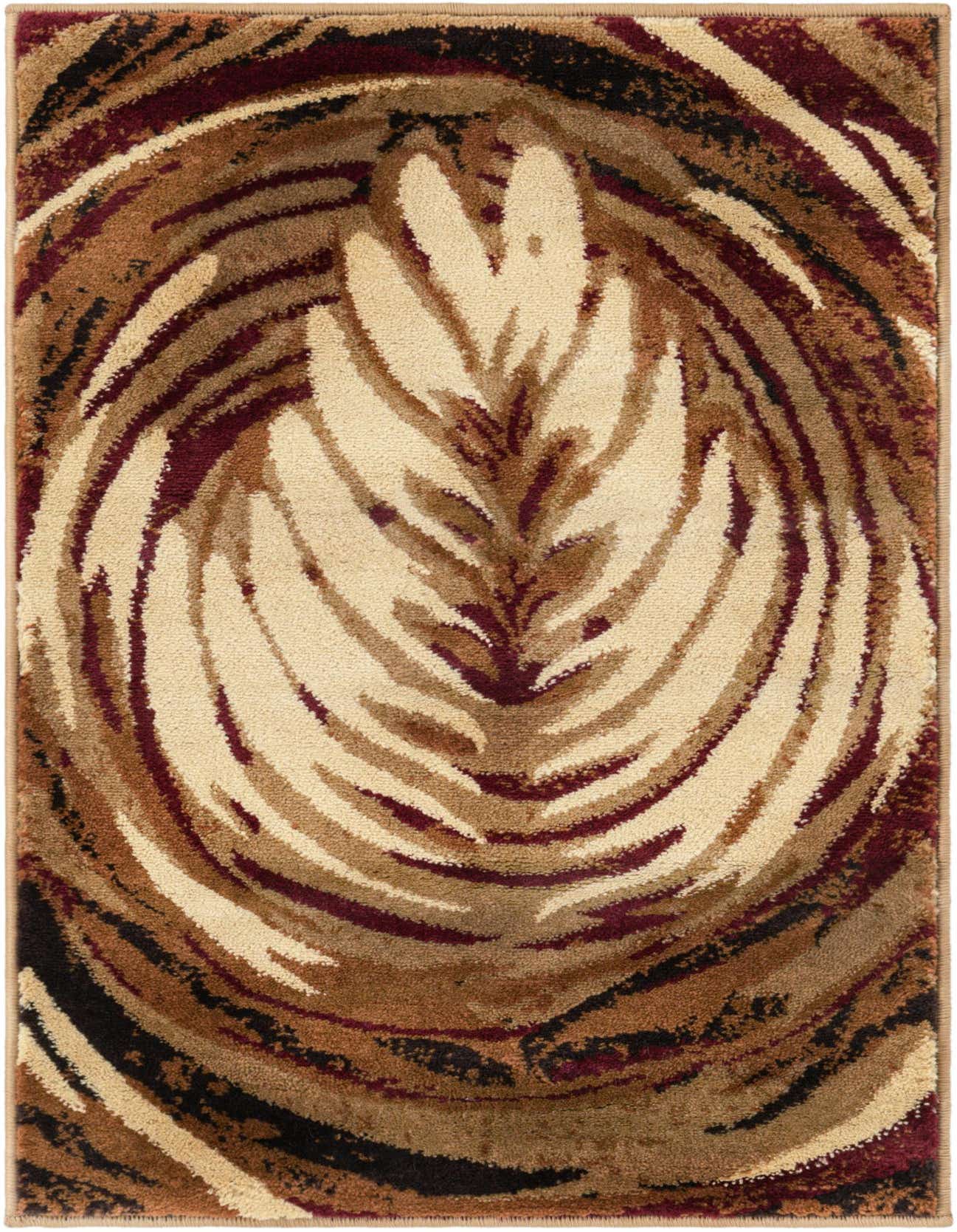 A 2x3 rectangular Cafe Collection rug featuring a modern medallion pattern in shades of brown, tan, and cream.