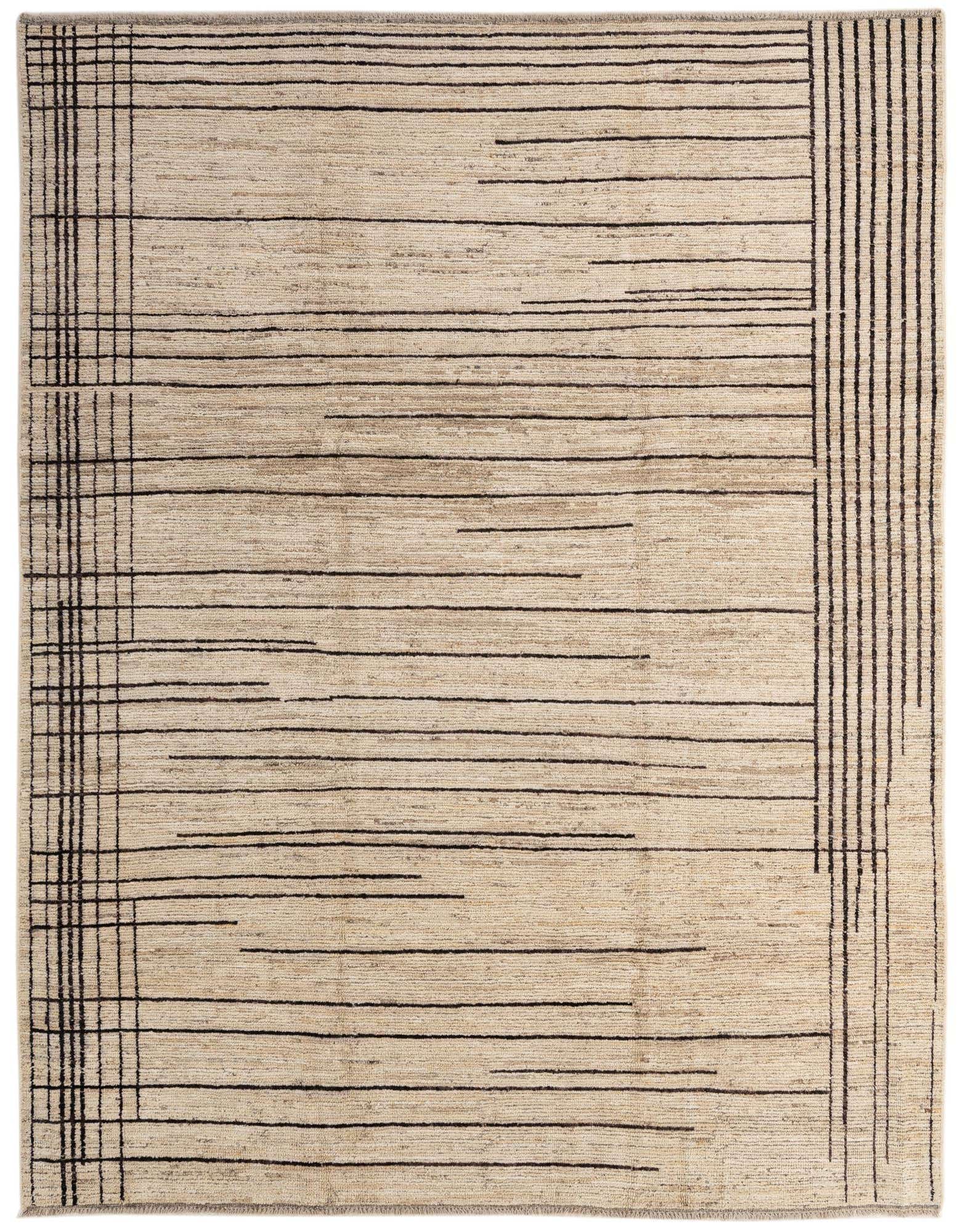A rectangular 8x10 Darya rug with a modern stripe pattern in brown and cream, suitable for a living room.