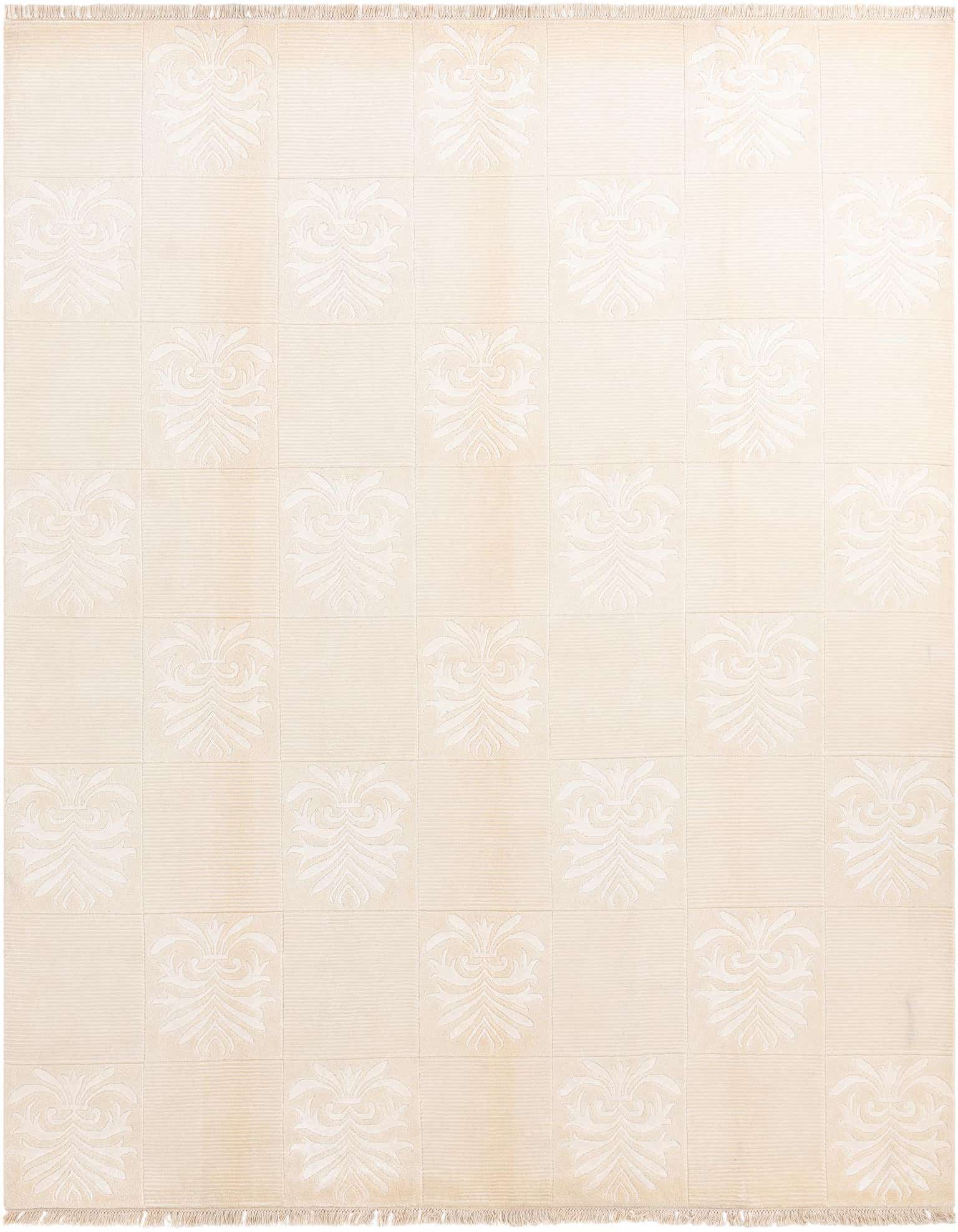 A rectangular 8x10 Darya rug in cream and tan wool with a subtle modern oriental pattern.