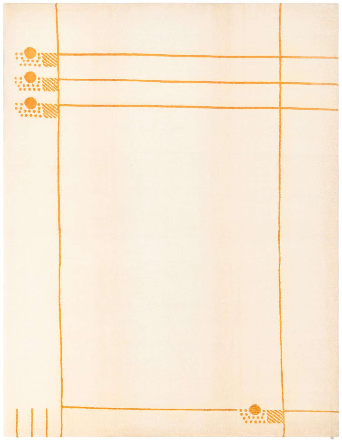 A 7x10 rectangular Darya rug with a cream background and a modern oriental pattern in brown and tan.