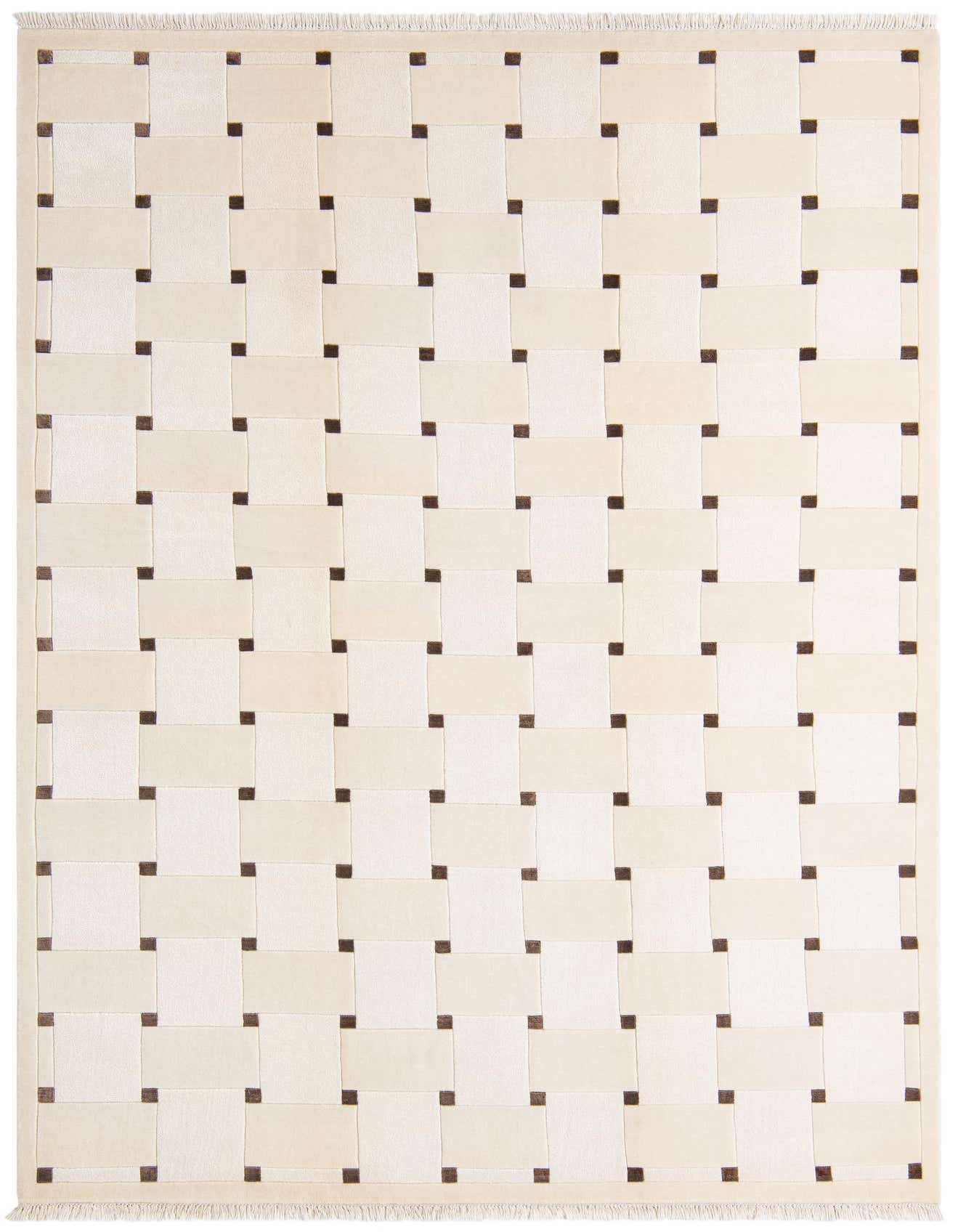 A 7x10 rectangular Darya rug with a modern basketweave pattern in varying shades of cream, ivory, and brown.