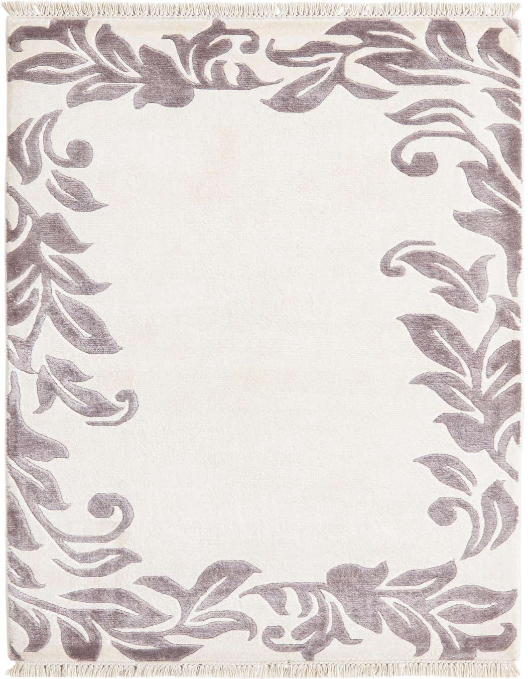 A 3x5 rectangular Darya rug with a cream center and a modern oriental brown leaf border pattern.