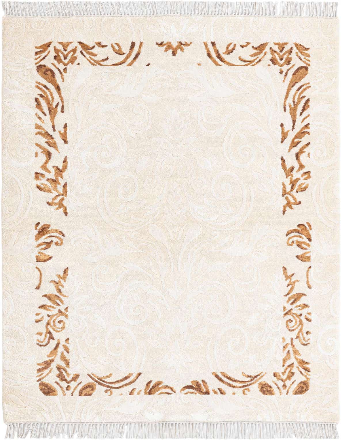 A 3x5 rectangular Darya rug with a cream background and a brown modern oriental border pattern.