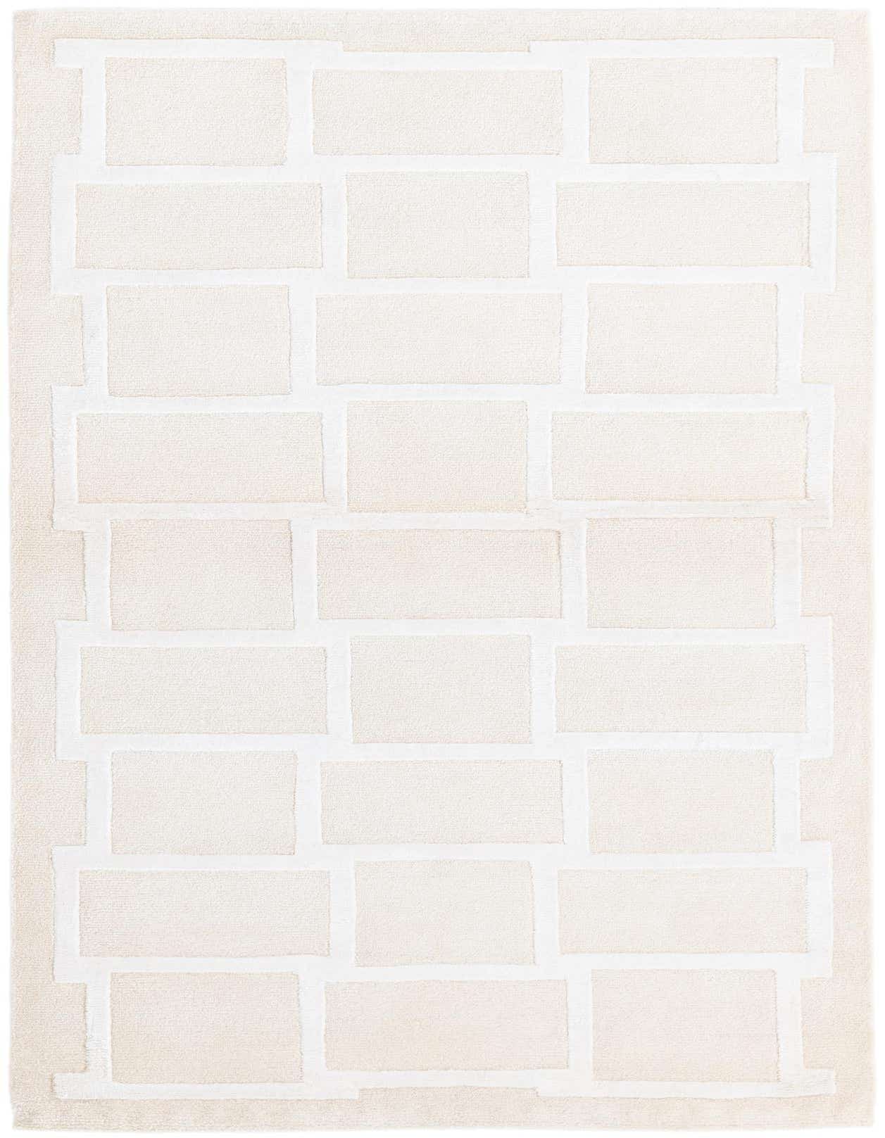 A 3x5 rectangular Darya rug in shades of brown and ivory, featuring a modern geometric block pattern.