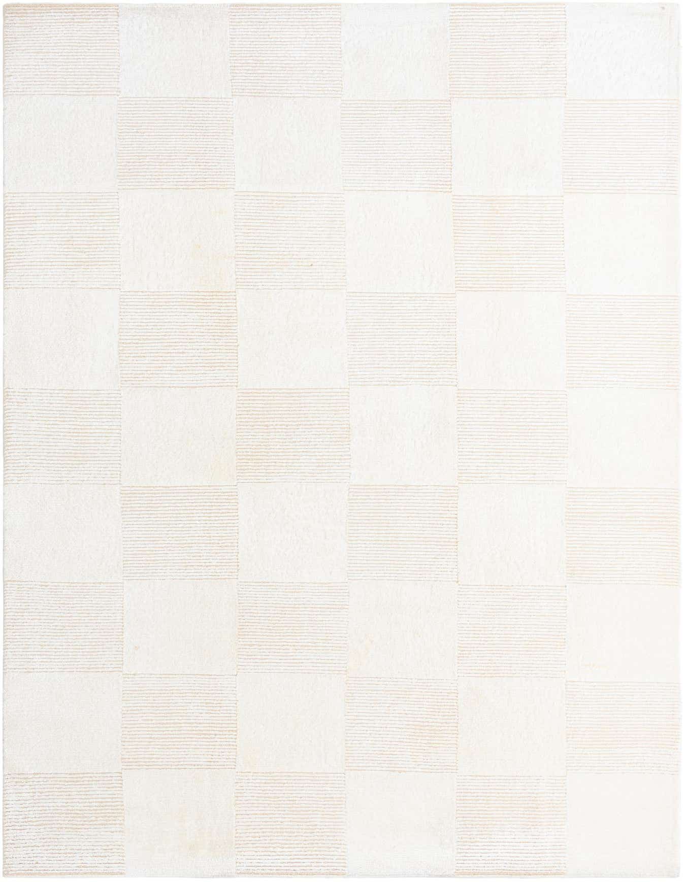 A 7x10 rectangular Darya rug with a modern checkerboard pattern in varying shades of brown and cream.