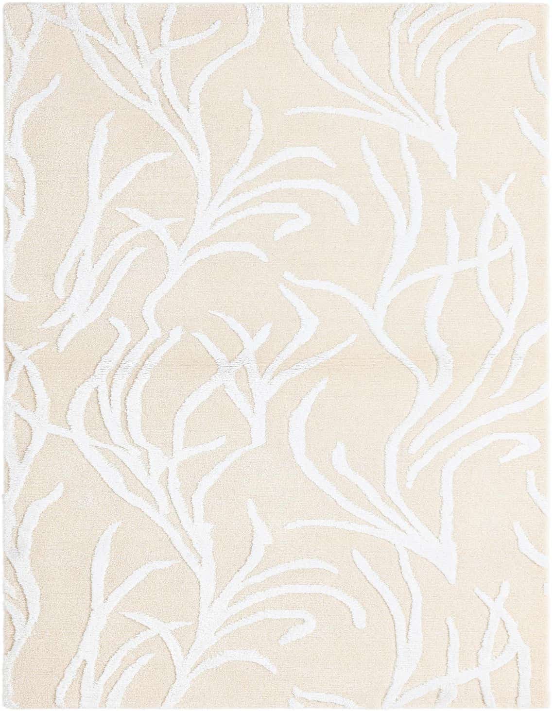 A 3x5 rectangular Darya rug with a modern oriental pattern in cream and ivory, featuring an organic branch-like design.