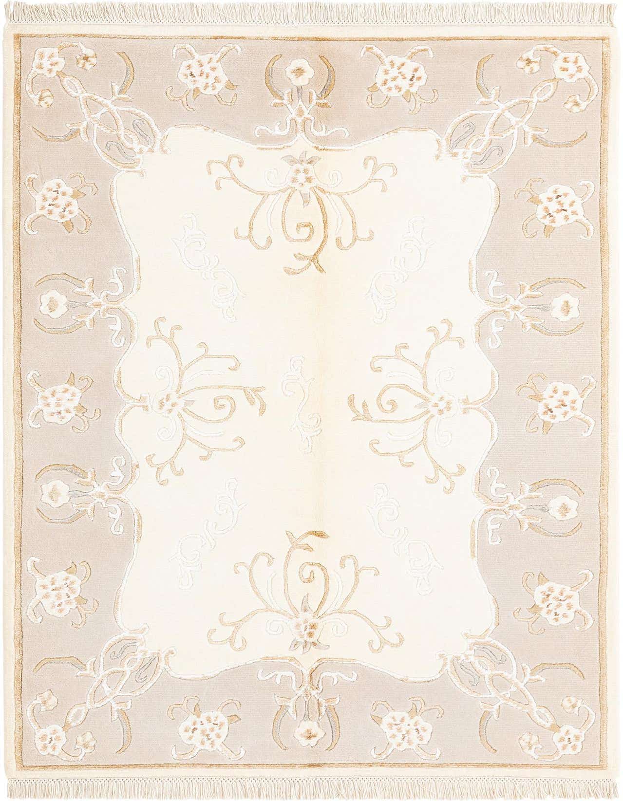 A 3x5 rectangular Darya rug with a modern Persian pattern in brown, tan, and ivory, featuring a light center and a decorative border.