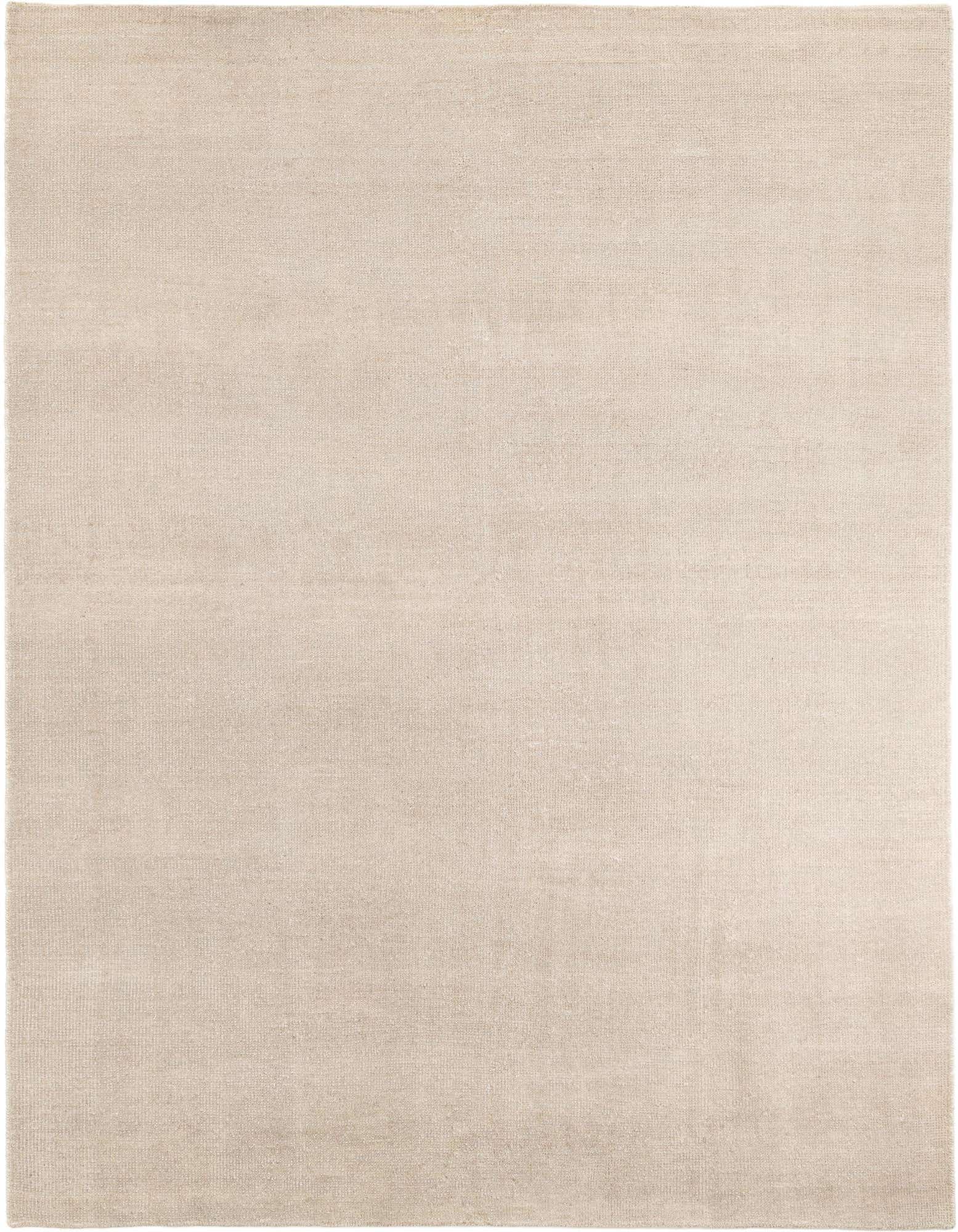 A rectangular 8x10 Darya Collection modern wool rug in a solid light brown or tan color.